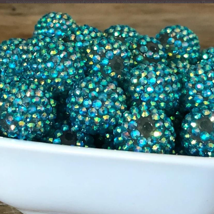 Wholesale 20MM Resin Plated Aqua Blue AB Color Diamond Ball Beads