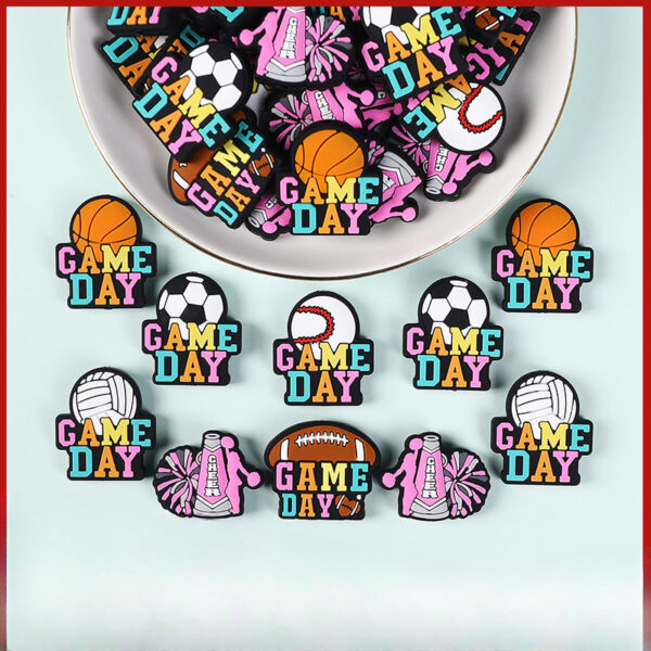 Wholesale 20pcs Epoxy Cartoon Football Silicone Personalized Beads