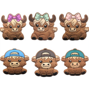 89e823051fdc6aed949e1dc8aa67cd78 Wholesale 10pcs Cartoon Animal Cow Silicone Beads