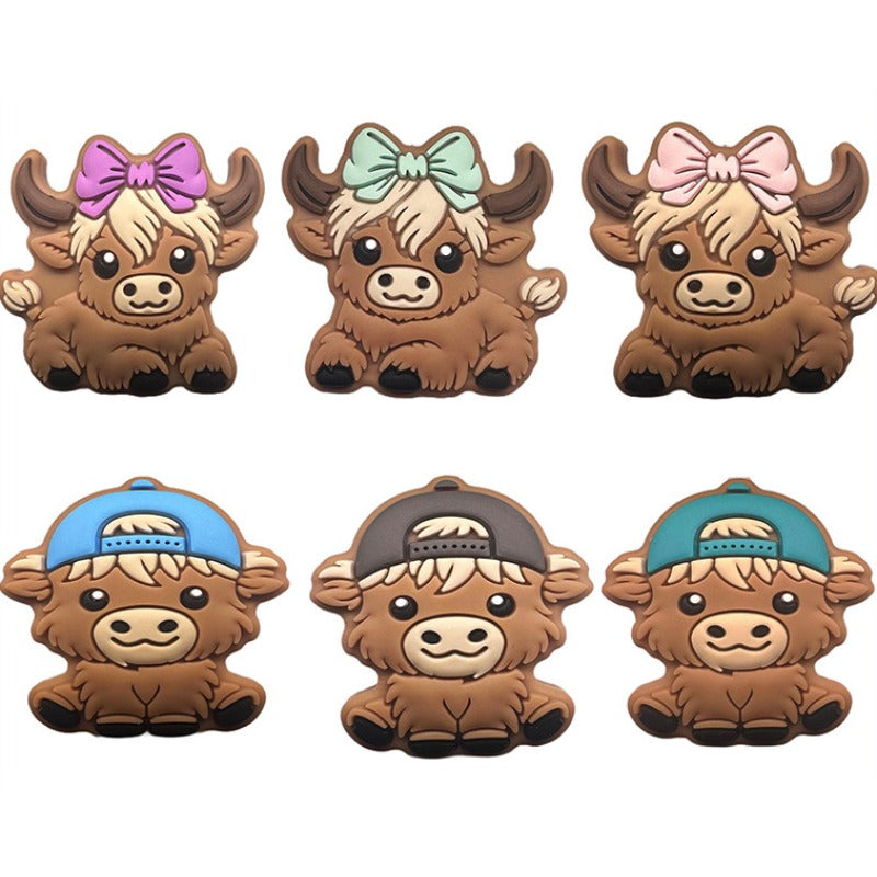 Wholesale Cartoon Animal Cow Silicone Beads