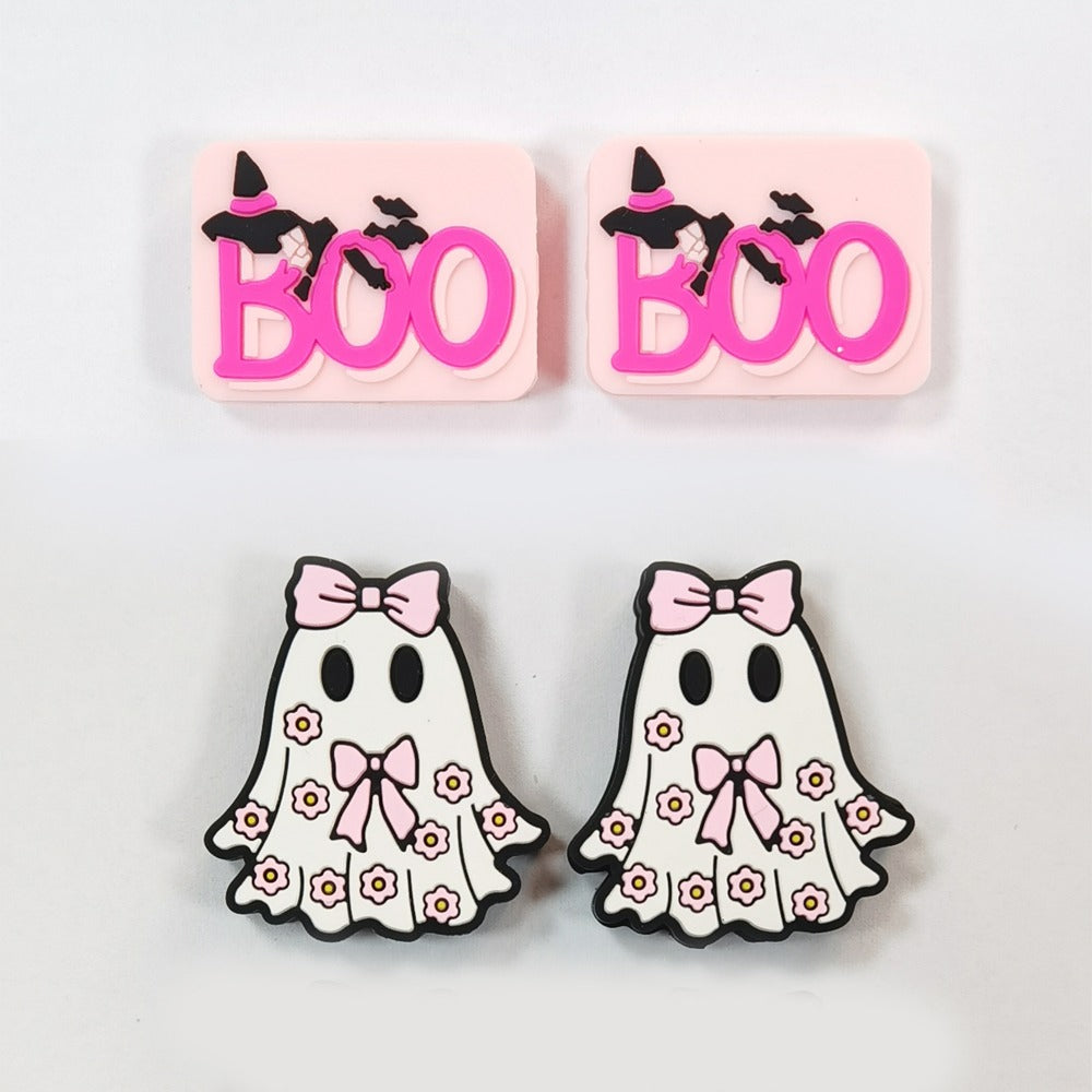 Wholesale DIY Pink Ghost Letter Cartoon Silicone Beads