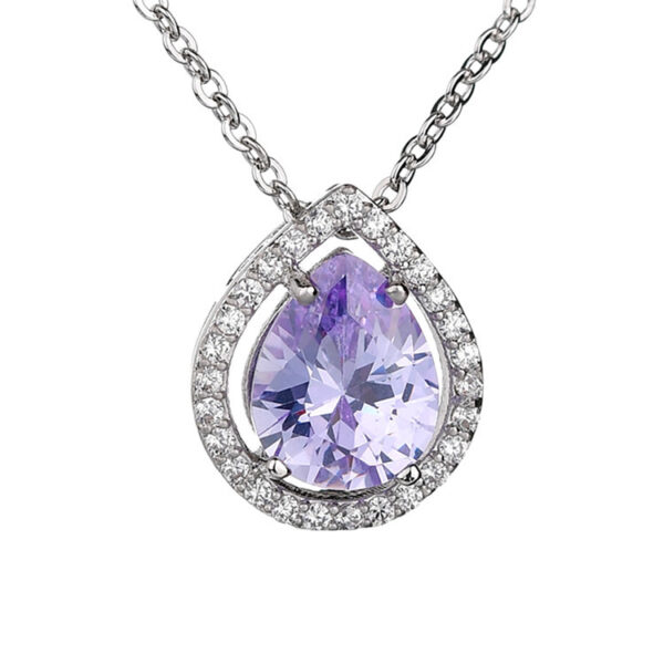 Wholesale Copper inlaid zircon teardrop necklace