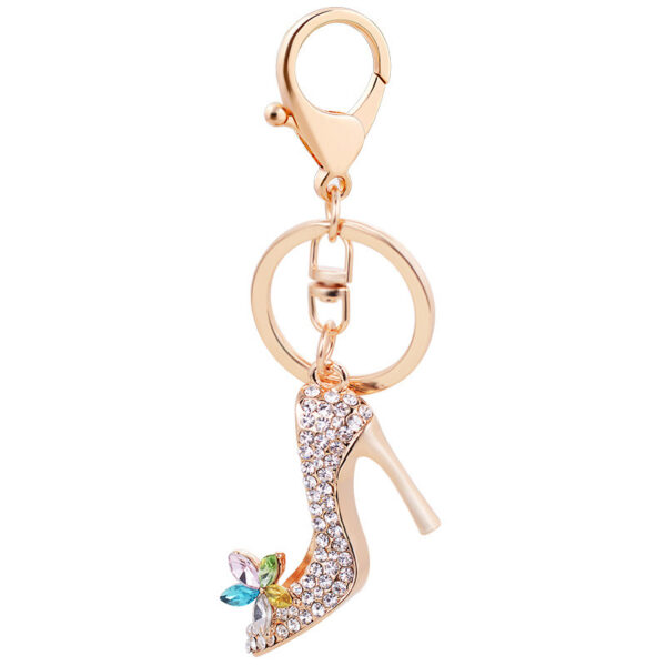 Wholesale Rose gold rhinestone high heel keychain