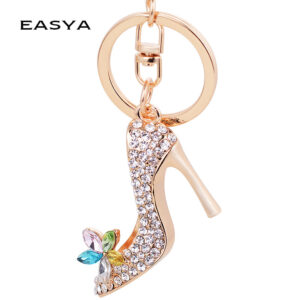 Wholesale Rose gold rhinestone high heel keychain