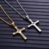 Wholesale Titanium steel gold and silver diamond-studded cross necklace