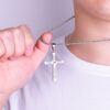 Wholesale Titanium steel gold and silver diamond-studded cross necklace