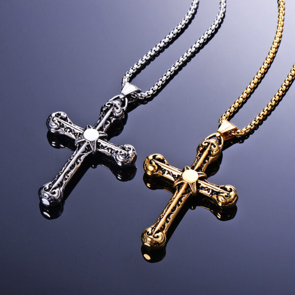 Wholesale Titanium Steel Gold and Silver Cross Necklace