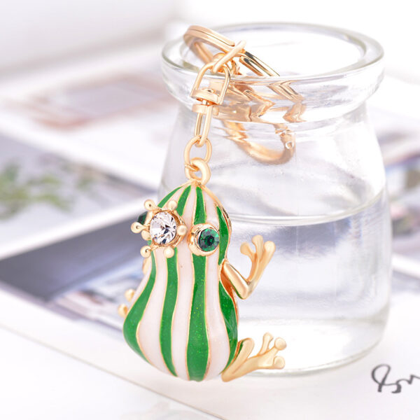 Wholesale Diamond Crown Frog Bag Hanging Metal Keychain
