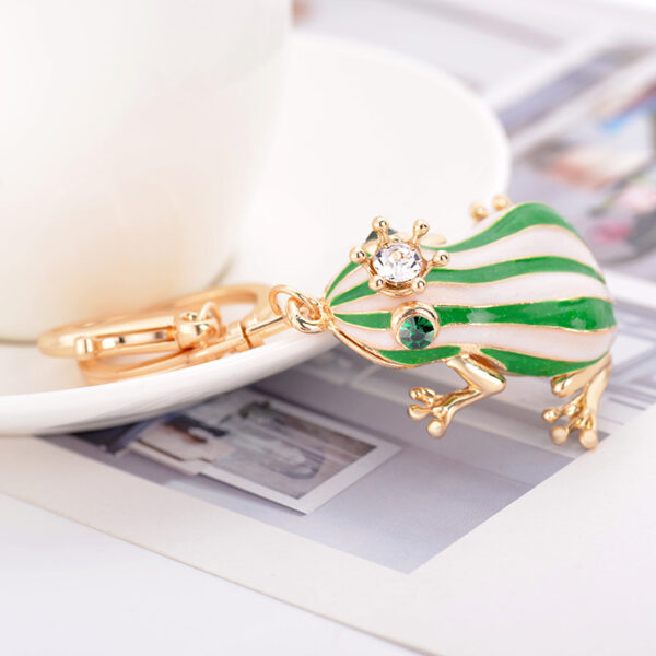 Wholesale Diamond Crown Frog Bag Hanging Metal Keychain