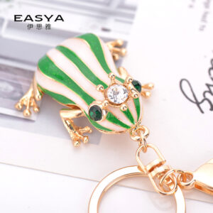 Wholesale Diamond Crown Frog Bag Hanging Metal Keychain