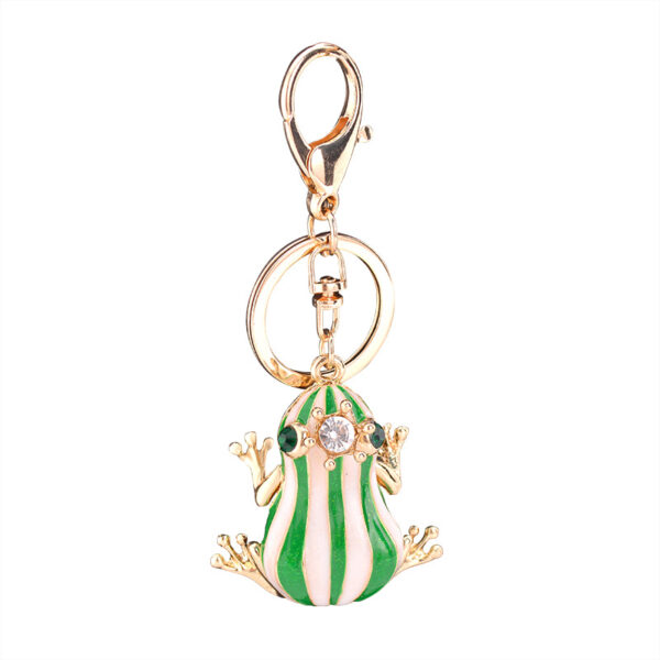 Wholesale Diamond Crown Frog Bag Hanging Metal Keychain