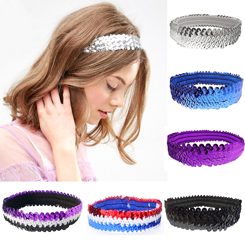 Wholesale Srts dance glitter shiny elastic headband