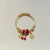 Adjustable Stainless Steel Beaded Bracelet With Strawberry And Cherry Pendants, Cute And Simple Style, Suitable For Daily Wear And Dates