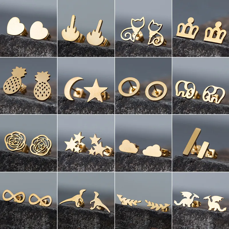 Wholesale Animal 304 Stainless Steel Stainless Steel Simple Style Ear Studs