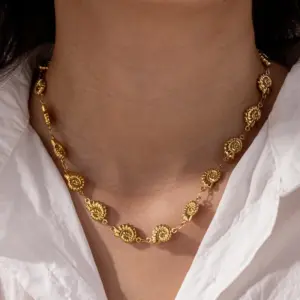 Conch Jewelry Set For Women Featuring Electroplated 304 Stainless Steel With 18K Real Gold PVD Coated Handmade Chain