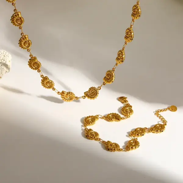 Conch Jewelry Set For Women Featuring Electroplated 304 Stainless Steel With 18K Real Gold PVD Coated Handmade Chain