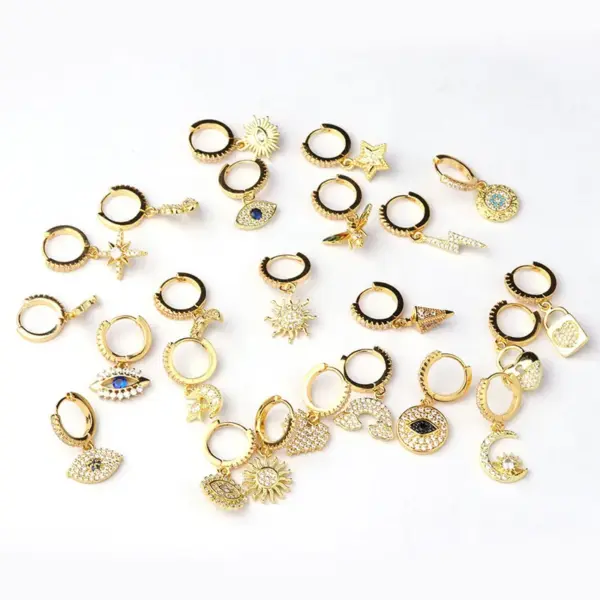 Ear Cartilage Rings & Studs Insect Copper Plating Artificial Gemstones