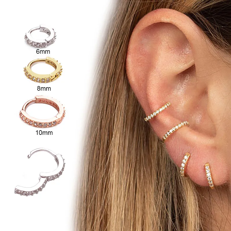 Wholesale Ear Cartilage Rings & Studs Simple Style Geometric Copper Zircon