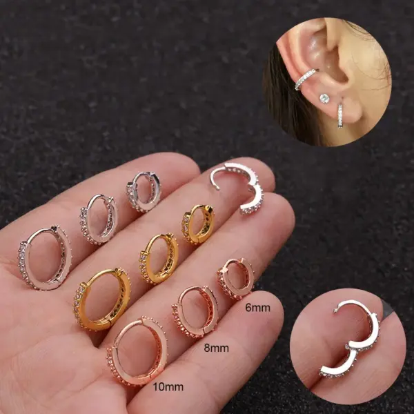 Ear Cartilage Rings & Studs Simple Style Geometric Copper Zircon