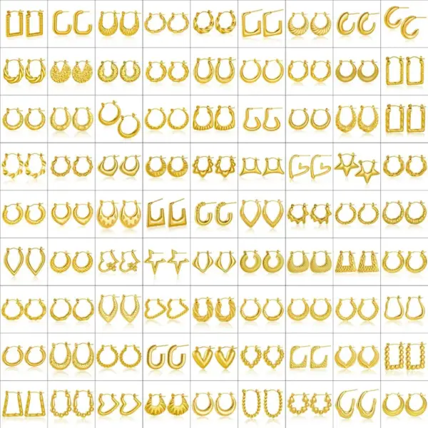 Elegant 304 Stainless Steel Earrings Women's Fashionable Vintage High-End Feelings Geometric Pattern Hoop Earrings Luxury Style