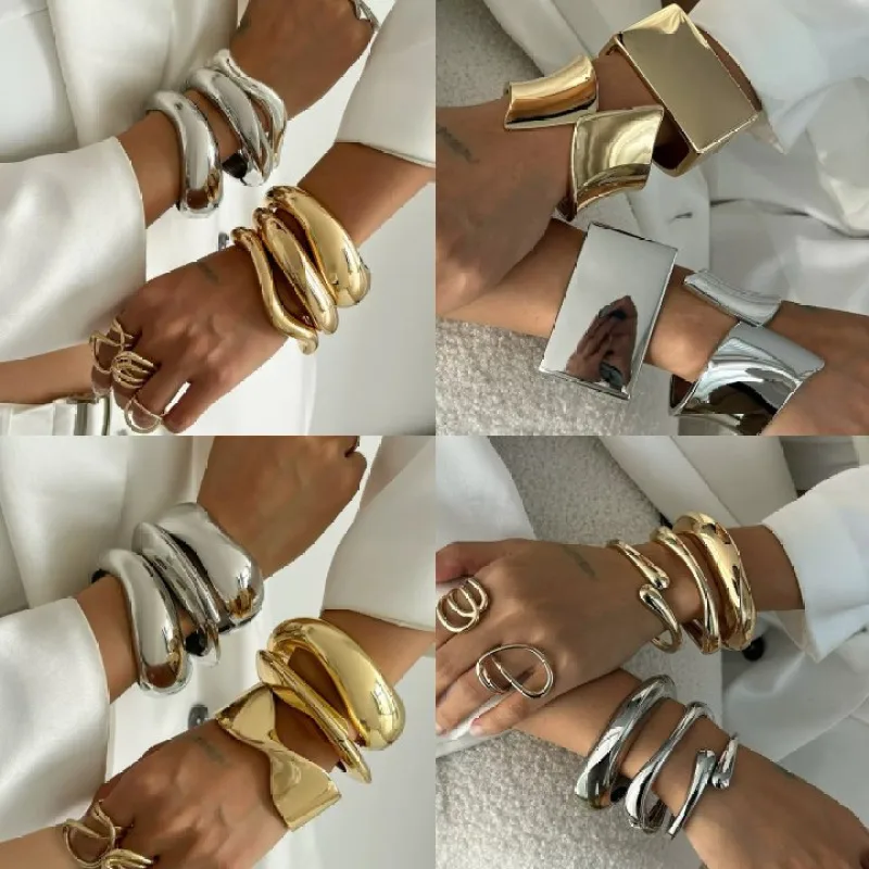 Wholesale Elegant Simple Metal Bracelet Geometric Pattern Alloy Plated Gold Oice And Holiday Wear Women's Jewelry Aessory All Seasons