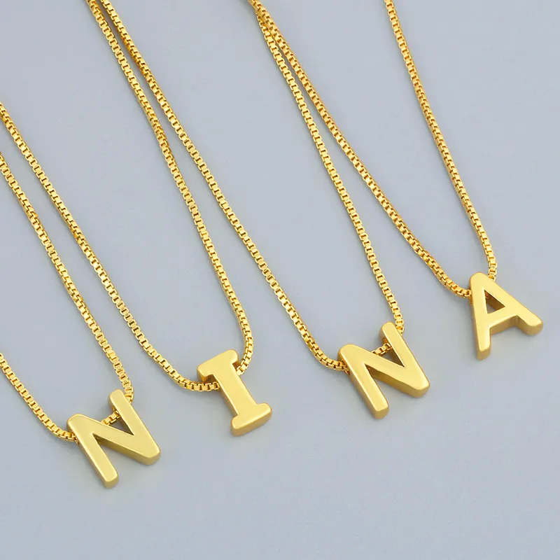 Wholesale Fashion Letter Copper 18k Gold Plated Necklace In Bulk
