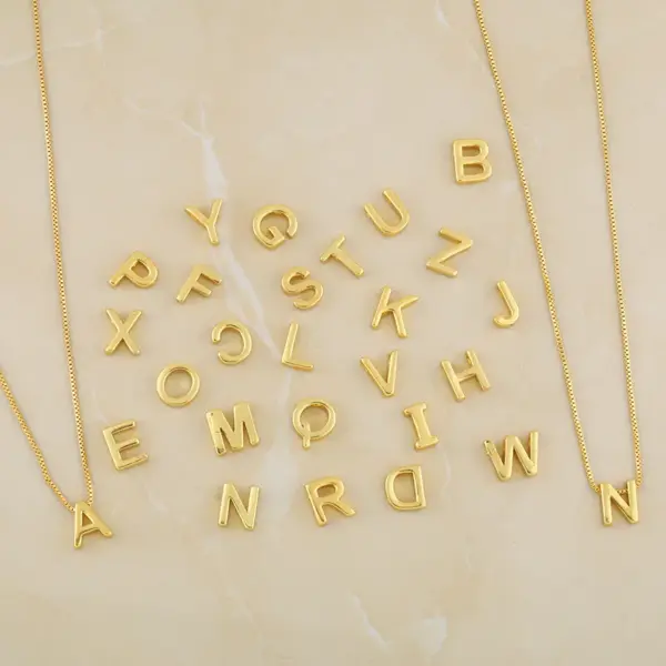 Fashion Letter Copper 18k Gold Plated Necklace In Bulk