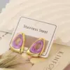 Fashionable French Purple Drip Oil Heart Shell Star Female Sea Snail Stainless Steel Jewelry Earrings Geometric Pattern Simple Style
