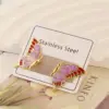 Fashionable French Purple Drip Oil Heart Shell Star Female Sea Snail Stainless Steel Jewelry Earrings Geometric Pattern Simple Style
