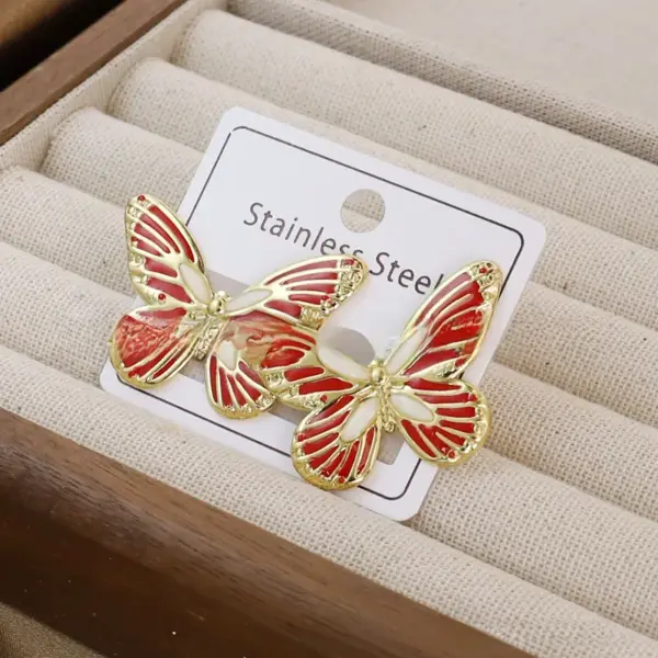 Fashionable Stainless Steel Butterfly Starfish Drip Oil Earrings Women's Accessory Elegant Versatile Geometric Pattern Jewelry