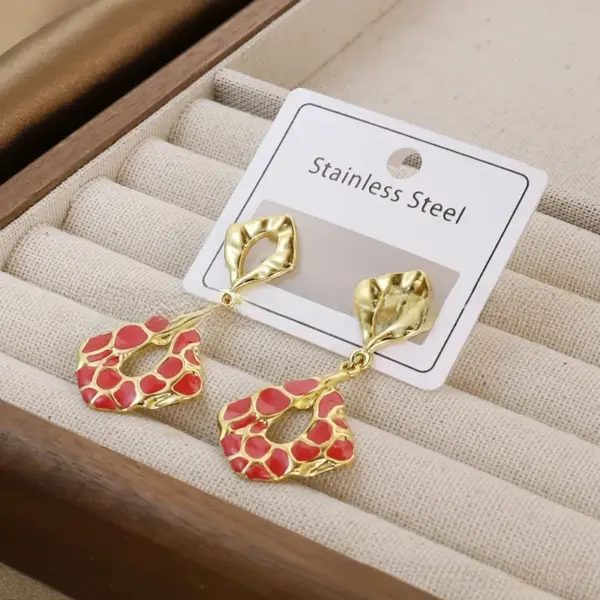 Fashionable Stainless Steel Butterfly Starfish Drip Oil Earrings Women's Accessory Elegant Versatile Geometric Pattern Jewelry