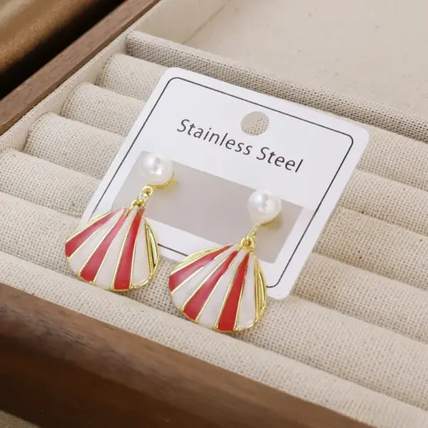 Fashionable Stainless Steel Butterfly Starfish Drip Oil Earrings Women's Accessory Elegant Versatile Geometric Pattern Jewelry