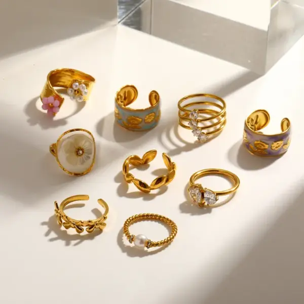 Geometric-Electroplated-Rings-For-Women-In-304-Stainless-Steel-With-18K-Real-Gold-PVD-Coating-And-Mother-of-Pearl-Inlay-main-image-2 Geometric Electroplated Rings For Women In 304 Stainless Steel With 18K Real Gold PVD Coating And Mother-of-Pearl Inlay