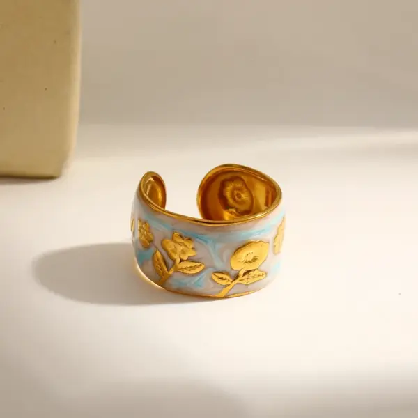 Geometric-Electroplated-Rings-For-Women-In-304-Stainless-Steel-With-18K-Real-Gold-PVD-Coating-And-Mother-of-Pearl-Inlay-main-image-5 Geometric Electroplated Rings For Women In 304 Stainless Steel With 18K Real Gold PVD Coating And Mother-of-Pearl Inlay