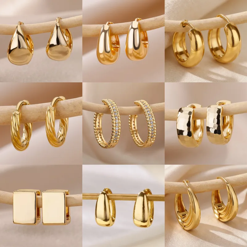 Wholesale Geometric Three-dimensional Earrings For Women, 304 Stainless Steel With 18K Real Gold Plated PVD Coating 0.03µm Featuring Zircon Inlay