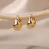 Geometric Three-dimensional Earrings For Women, 304 Stainless Steel With 18K Real Gold Plated PVD Coating 0.03µm Featuring Zircon Inlay