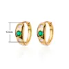 Gold Plated Green Zirconia Crystal Round Women's Earrings Sparkling Minimalist Geometric Ear Jewelry Suitable For Daily Commuting And Gift Giving
