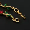 Handmade Tulips Bracelet For Women In Copper With 18K Real Gold Plated And Zircon Inlay Featuring Handmade Chain