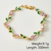 Handmade Tulips Bracelet For Women In Copper With 18K Real Gold Plated And Zircon Inlay Featuring Handmade Chain