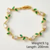 Handmade Tulips Bracelet For Women In Copper With 18K Real Gold Plated And Zircon Inlay Featuring Handmade Chain