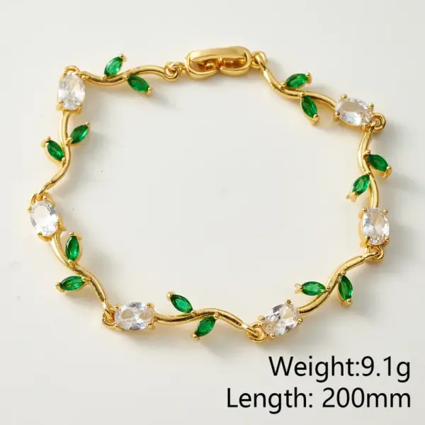 Handmade Tulips Bracelet For Women In Copper With 18K Real Gold Plated And Zircon Inlay Featuring Handmade Chain