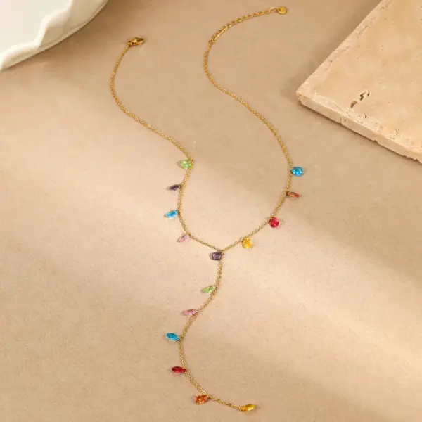 INS Fashion Tassel Y-Chain Stainless Steel Necklace 18K Gold Plated Elegant Titanium Steel Jewelry Direct Sale