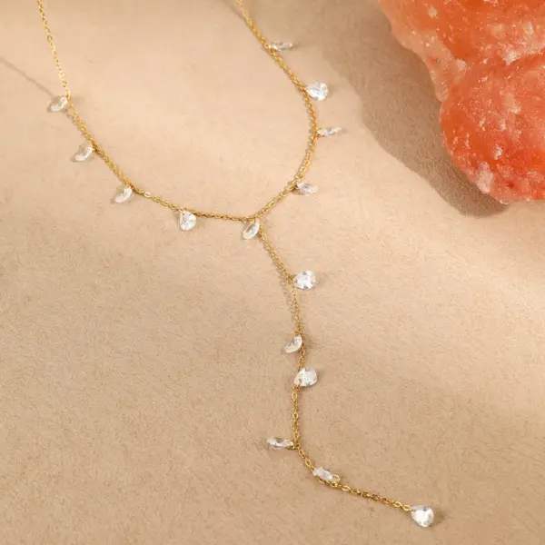 INS Fashion Tassel Y-Chain Stainless Steel Necklace 18K Gold Plated Elegant Titanium Steel Jewelry Direct Sale