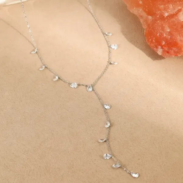 INS Fashion Tassel Y-Chain Stainless Steel Necklace 18K Gold Plated Elegant Titanium Steel Jewelry Direct Sale