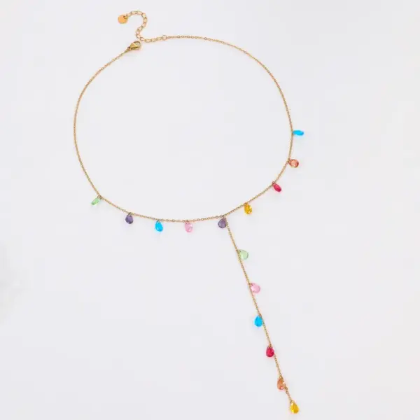 INS Fashion Tassel Y-Chain Stainless Steel Necklace 18K Gold Plated Elegant Titanium Steel Jewelry Direct Sale