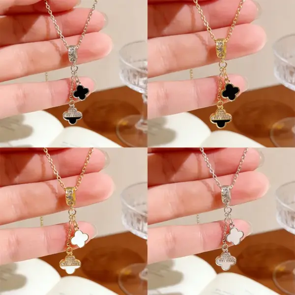 Lucky Heart Necklace For Women With Claw Setting, 304 Stainless Steel, Golden Plated Water Plating, Acrylic Inlay, Cable Chain