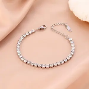 4mm Diamond Bracelet / White