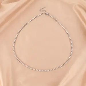3mm Diamond-Studded Necklace / White