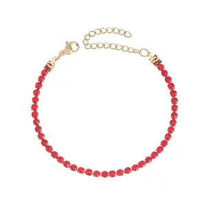 Red 3mm Diamond Gold Bracelet