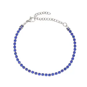 Blue 3mm Diamond Silver Bracelet